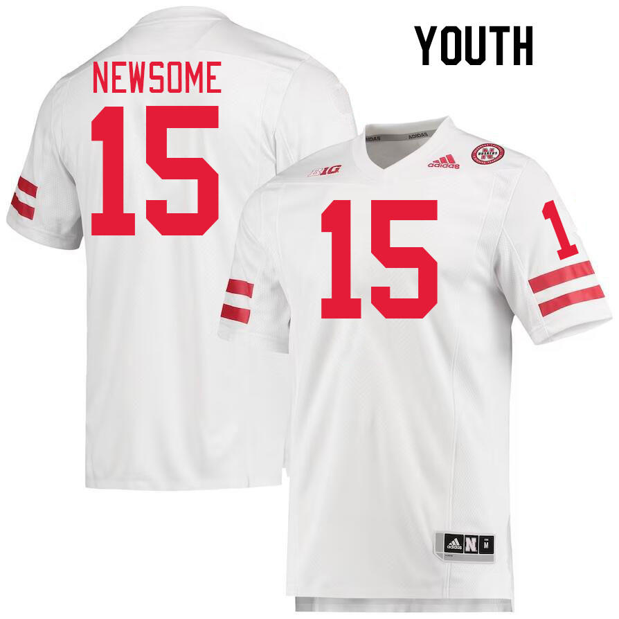 Youth #15 Quinton Newsome Nebraska Cornhuskers College Football Jerseys Stitched Sale-White - Click Image to Close